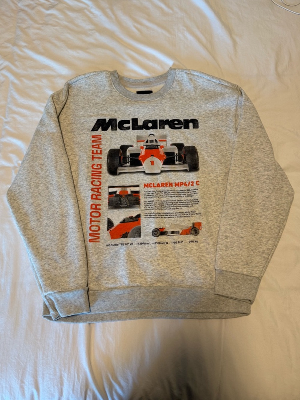 McLaren Light Gray Crewneck 🧡🏎️ SIZE LARGE - Picture 2 of 4